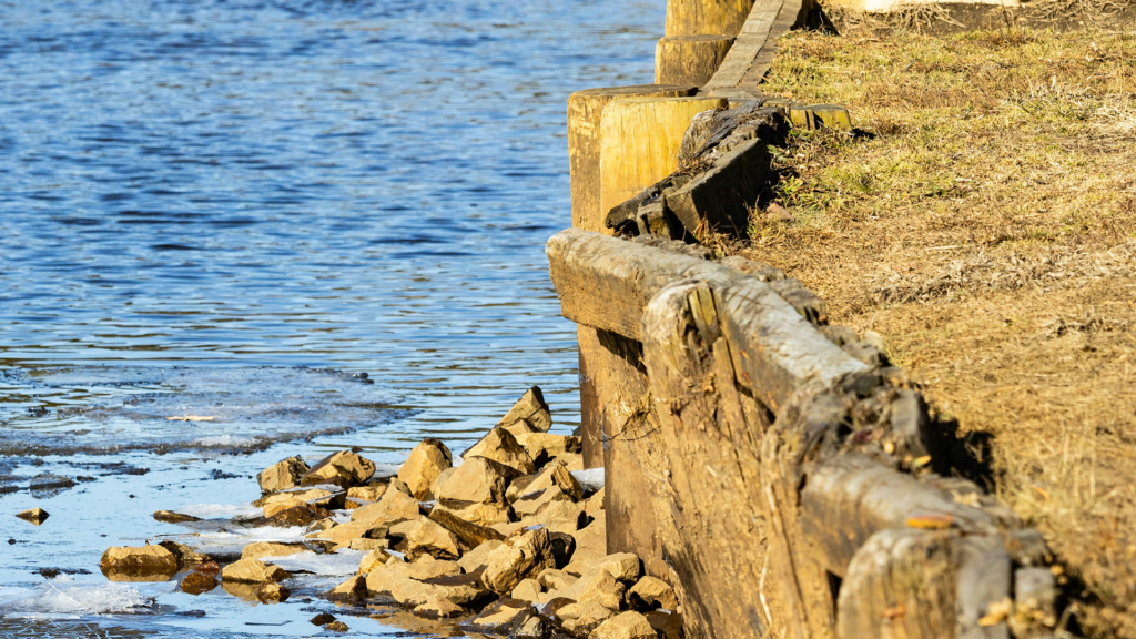 Bulkhead stabilization repair on lakefront property