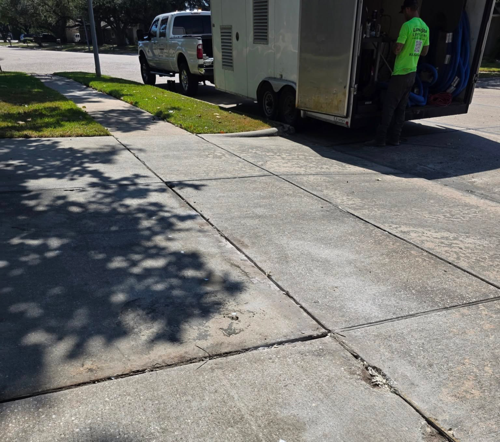 Professional concrete lifting crew working in Crosby Texas